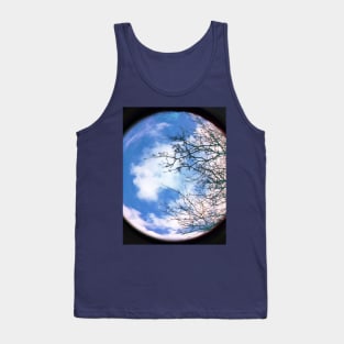 Planet Earth Environment with Blue Sky, White Cloud and Winter Tree Tank Top